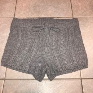 Grey knit sweater shorts